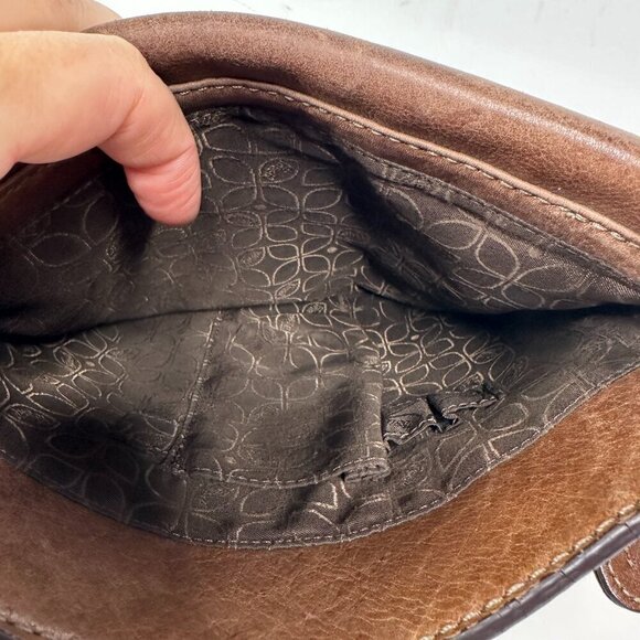 Fossil Brown Leather Saddle Crossbody Messenger Flap Bag - Picture 9 of 12